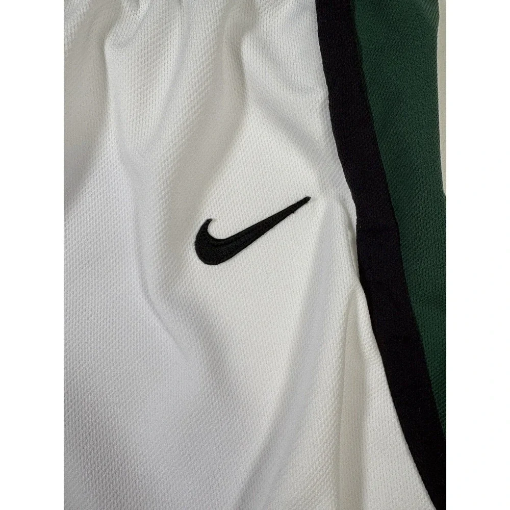 VTG 90s Nike Team Mesh Basketball Shorts XL White Green Made in USA Swoosh